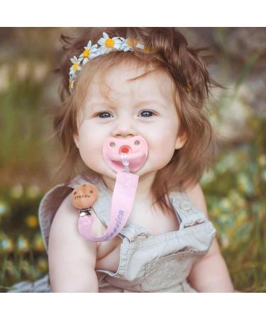 Personalized Tyry.hu Pacifier Chain for Boys & Girls | 2-Pack Pink & Green Wood Clip Cotton Baby Gift - Buy Online on GoSupps.com