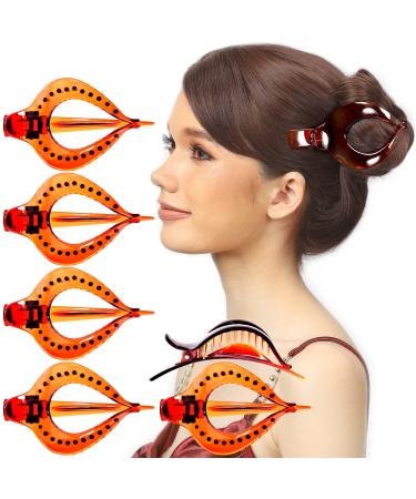 RC Roche 6 pieces curvy chic round oval hair clip hair clip slide -resistant fancy elegant premium large teeth for women big brown 1 piece (6 Pack) brown