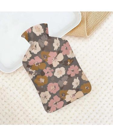 Brown Flower Hot Water Bottle with Plush Cover - Hand Warmer for Adults & Kids | 26.5x15.3cm | International Shipping Available - Buy Online on GoSupps.com