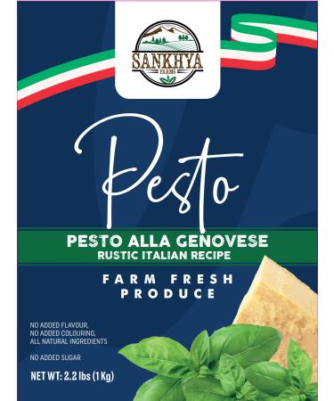 Premium Italian Basil Pesto, Pizza, Pasta Sauce, Low Sodium, Farm Fresh Produce, Salad Dressing (1.1lb) 1.1 Pounds