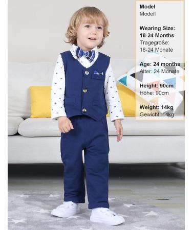Mintgreen Baby Boys Formal Outfit | 3-Piece Newborn Gentleman Wedding Tuxedo Set | Navy Blue | 18-24 Months - Buy Online on GoSupps.com