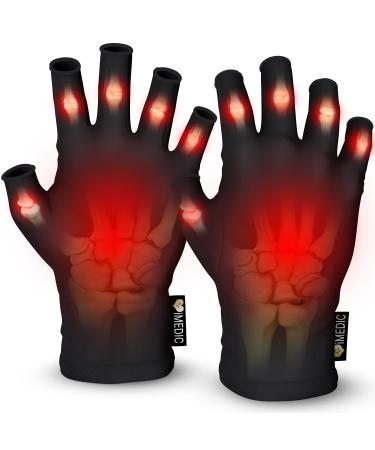 iMedic Arthritis Gloves Women & Men - 1 Pair Of Medium Compression Gloves To Provide Warmth - Fingerless Gloves Women & Men - Fingerless Gloves Arthritis Pain Relief - Black Medium Black