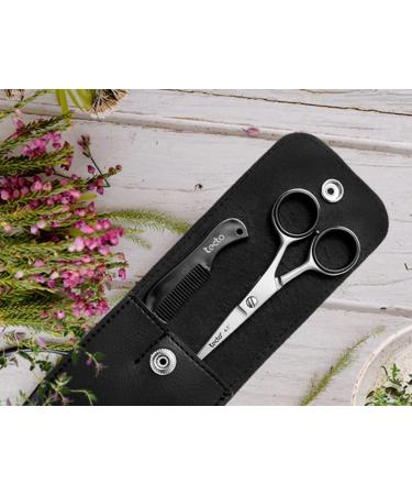Tecto 4.5 Stainless Steel Beard & Moustache Scissors with Comb, Pouch - Multi Function Grooming Kit for Men - Hair, Eyebrow, Ear & Nose Trimming - Gift Set - Buy Online on GoSupps.com