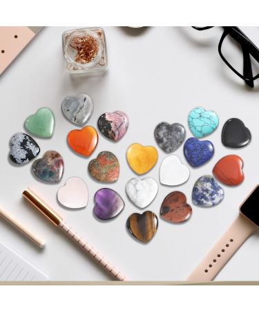 20 Piece Gemstone Heart Set | Crystals for Meditation Chakra Healing & Reiki - Amethyst Rose Quartz Moonstone | Gift Box & Velvet Bag Included - Buy Online on GoSupps.com
