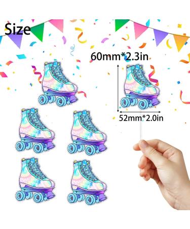 Colorful Roller Skate Theme Happy Birthday Cupcake Toppers 18-PC Set - Perfect for Roller Skate Themed Birthday Party Baby Shower Party or Rolling Theme Party Decorations for Boy or Girl-SugarGera - Buy Online on GoSupps.com