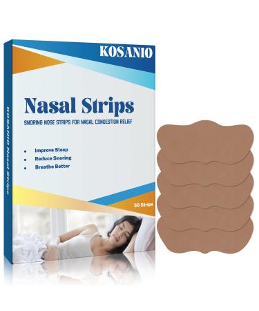 KOSANIO Nasal Strips 50 Count Snoring Nose Strips for Nasal Congestion Relief Breath Nasal Strip Extra Strength Sleep Breathing Strips for Improve Sleep Reduce Snoring Breathe Better