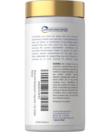 Carlyle Bloat and Metabolism Probiotic | 90 Capsules | Bloating Relief Formula | Sugar & Cellular Energy Support | for Women and Men | Vegan Non-GMO Gluten Free - Buy Online on GoSupps.com