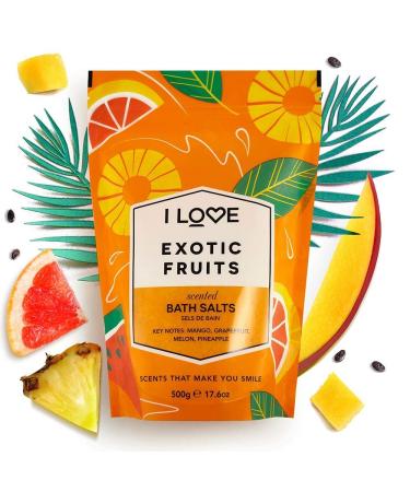 I love exotic fruits scented bath Salts with 99% NATURALY DERIVED Including ACB Bio-Water Bamboo Lightly Fribranced Leaving Skin Feeling Silky & Smooth vegan-Friendly-500G