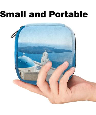Stylish Menstruation Pad Bag with Zipper | Women's Napkin & Tampon Bags | Greek Santorini Design - Buy Online on GoSupps.com