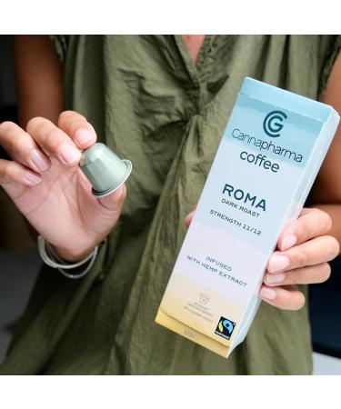 Coffee Capsules infused with Cold Pressed Hemp Seed Oil Extract Roma' Dark Roast Arabica Coffee Pack of 10 Coffee Pods Nespresso Compatible - Buy Online on GoSupps.com