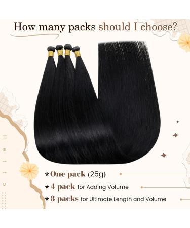 Premium Black Virgin Real Hair Extensions - Hetto Genius Weft 25g 45cm - International Shipping Available - Buy Online on GoSupps.com