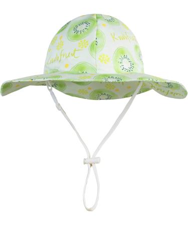 LANGZHEN Baby Girls Beach Sun Protection Hat | Adjustable Toddler Kids Wide Brim Play Hat | Chin Strap | Kiwi 6-12 Months - Buy Online on GoSupps.com