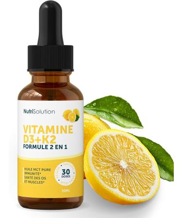 Vitamine D3+K2 par Nutrisolution: Gouttes Liquides Premium - Renforce Os et Muscles - Booste l' nergie et l'Immunit - 30ml - Fabriqu en France (1) - Buy Online on GoSupps.com