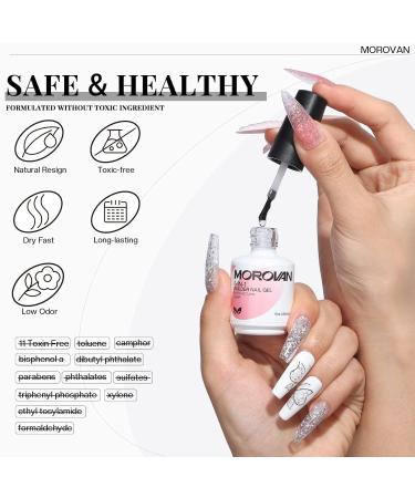 Morovan 5 in 1 Builder Gel for Nails - Clear Strengthener Reinforcing & Shaping Gel Kit with Nail File | International Shipping Available - Buy Online on GoSupps.com