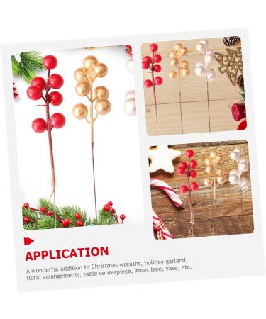 HOMSFOU 20pcs Christmas Fruit Red Berry Picks Faux Red Berry Stems Artificial Holly Stems Tree Decorations Artificial Berry Stem Picks Berries for Christmas Tree Foam Household Accessories Golden 17x3cm - Buy Online on GoSupps.com