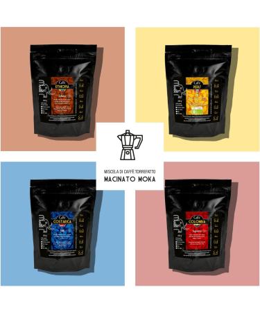 KIRIBIRI Single Origin Specialty Coffee 100% Arabica - Pack of 4 x 250g Ground for Moka - Organic Colombia Costa Rica Peru Ethiopia - Buy Online on GoSupps.com
