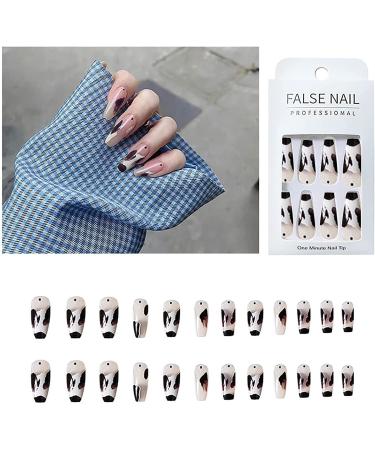 Press on Nails Professinal False Nail Kit -3D French Long Press on Nails Glossy Fake Nails Full Cover Ballerina Nails Tips for Women and Girls Gift (Color : F) - Buy Online on GoSupps.com