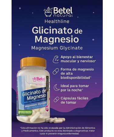 Premium Glicinato de Magnesio por Betel Natural - 1500 mg Puro sin Rellenos Apoyo Muscular y Nervioso Magnesium Glycinate 1500 mg Pure No Fillers Vegetable Capsules 90 Count - Buy Online on GoSupps.com
