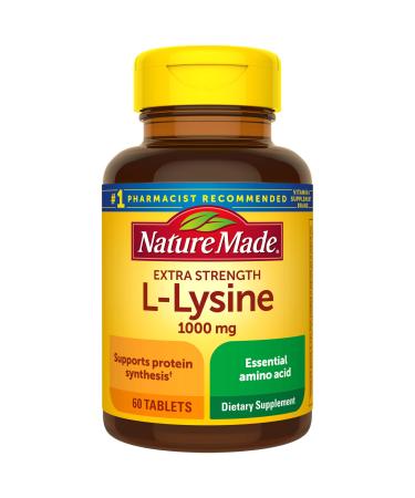 Nature Made Extra Strength L-Lysine 1000 mg Tablets 60 Count for Protein Synthesis