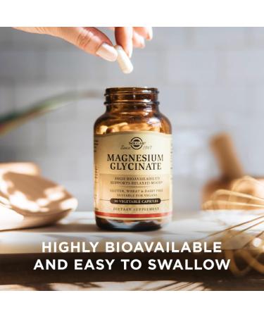 Solgar Magnesium Glycinate - 90 Vegetable Capsules - Vegan, Gluten & Dairy Free - 90 Servings - Buy Online on GoSupps.com
