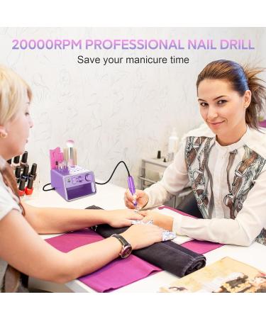 ALLE S Compact USB Powered Electric Nail Drill Kit - 20000 RPM, 6 Bits, 106 Sanding Bands, Purple - Buy Online on GoSupps.com