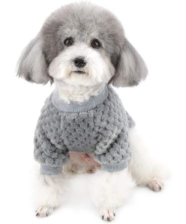 Zwantea Small Dog Pullover Sweater Coat - Super Soft Fleece Winter Wear for Puppies & Cats | Perfect for Cold Weather - Gray (M) - Buy Online on GoSupps.com