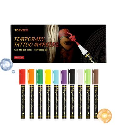 Sionhiuo Skin Painting Pencils 10 Colors Skin Friendly Long Lasting Fine Point Skin Pencils for Birthday Cosplay Festival Makeup Party