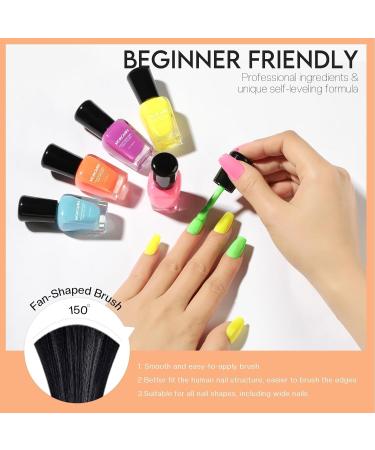 Morovan Neon Nail Polish Set - Quick Dry Vibrant Colors | 6 Bright Shades | Glossy Fingernail Polish Kit | Perfect Summer Gift for Women - Buy Online on GoSupps.com