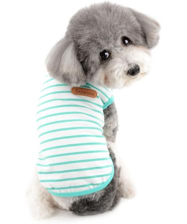 Zweitea Summer Dog Shirts for Small Dogs | Striped Breathable Cotton Vests & T-Shirts | Soft Pet Clothing for Chihuahuas & Puppies | XL Green Tank Tops - Buy Online on GoSupps.com