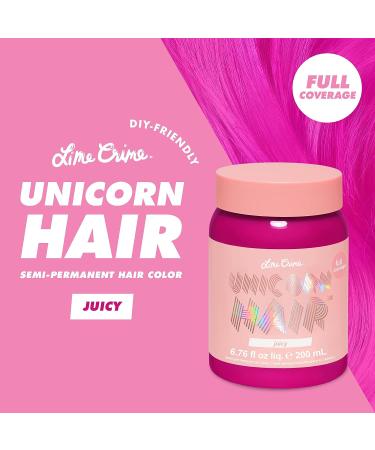 Lime Crime Unicorn Hair Dye - Juicy Fuschia (Pink-Purple) | Vegan & Cruelty-Free Semi-Permanent Color | Conditions & Moisturizes | Citrus Vanilla Scent - Buy Online on GoSupps.com
