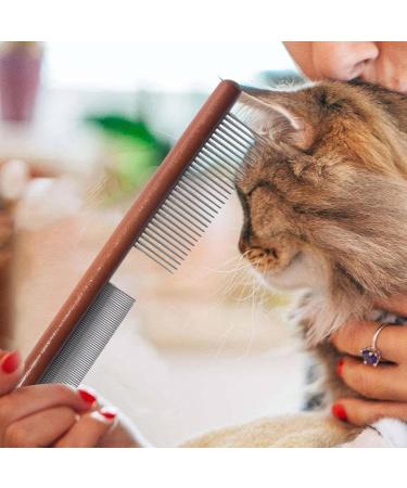 SHZONS Fine Tooth Comb for Dandruff - Stainless Steel Dandruff Removal Comb Dog Flea Comb | Lice Brush Comb with Wood Handle Fine Tooth Dandruff Remover for Home Shops - Buy Online on GoSupps.com
