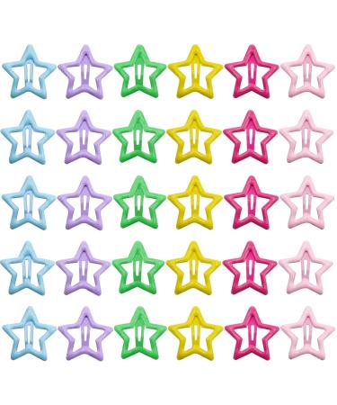 30 PACK Star Snap Hair Clips Non-slip Toddlers Colorful Cute Lovely Metal Hair Barrettes Hair Accessories for Women Girls Mixed Color(Style 2)