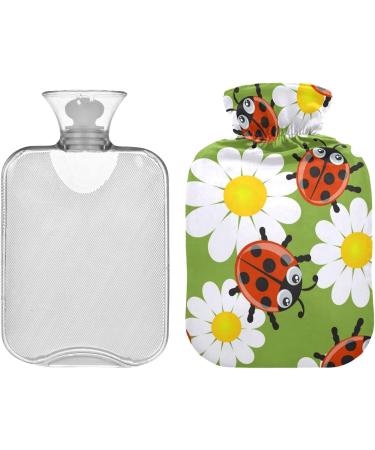 NAANLE Cartoon Daisy Lady Beetle Hot Water Bottle - 1L for Menstrual Cramps Pain Relief & Heat Therapy - Transparent Design - Buy Online on GoSupps.com