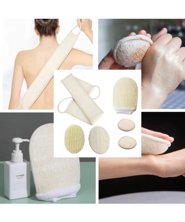 ENLAYER 6 Pack Natural Loofah Exfoliating Back Scrubber and Pad Set - Deep Cleaning Shower Sponge for Face and Body - Buy Online on GoSupps.com