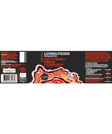 Loving Foods *Organic & Made in the UK* Hot 'n' Smoky Kimchi (475g) Raw Unpasteurised & Bursting with Beneficial Live Bacteria (1 x Jar) - Buy Online on GoSupps.com