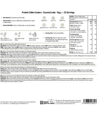Protein Works Protein Coffee Coolers 1kg - Caramel Latte | 22g Protein 120mg Caffeine | Coffee Flavoured Shake | 33 Servings - Buy Online on GoSupps.com
