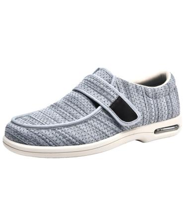 SDEQA Men's Wide Width Shoes with Adjustable Lightweight Diabetic Shoes for Edema Plantar Fasciitis Bunions Arthritis Swollen Feet Magic Sticker Walking Shoes 10 F