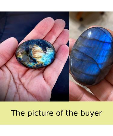 UNIHOM Natural Labradorite Palm Stone 1.5-2.7 - Irregular Polished Gemstone for Anxiety Relief - Buy Online on GoSupps.com