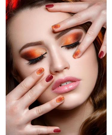 Kalolary Semi-Cured Gel Nail Wraps - Amber Full Wrap Stickers | Long Lasting Salon Quality for Autumn | Includes Nail File & Wood Stick - Buy Online on GoSupps.com
