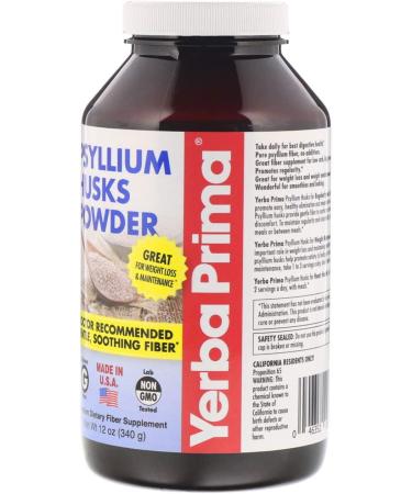Yerba Prima Psyllium Husks Powder 12 oz (Pack of 3) - Natural Fiber Supplement for Colon Cleansing - Vegan, Non-GMO, Gluten-Free - Buy Online on GoSupps.com
