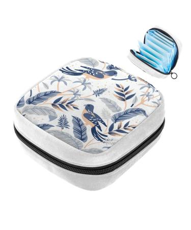 GIAPB Sanitary Napkin Storage Bag Period Bag Tampon Bag Makeup Bag Pad Pouch Bird and Leaves Color1539