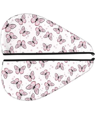 Buy Hair Towel Wrap - Quick-Drying Towel Turban with Button | Pink Butterflies Design | International Shipping Available - Buy Online on GoSupps.com