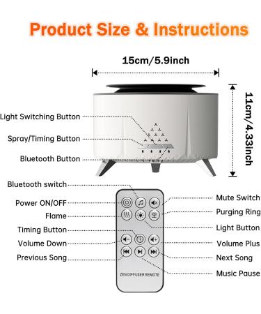 Flames Aroma Diffuser & Bluetooth Speaker | 350ml Humidifier with 2 Spray Patterns 7 LED Colors & Natural Sounds | Perfect for Bedroom & Kids - Buy Online on GoSupps.com