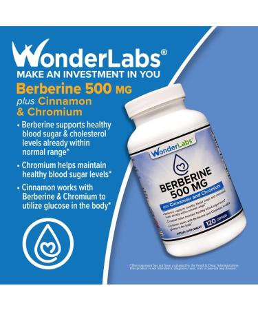 Wonder Laboratories Surperior Absorption Berberine HCL 1 500mg + Cinnamon Chromium and BioPerine Maintenance for Glucose Heart & Immune System Health Gluten & GMO Free - 120 Capsules 120 Count (Pack of 1) - Buy Online on GoSupps.com