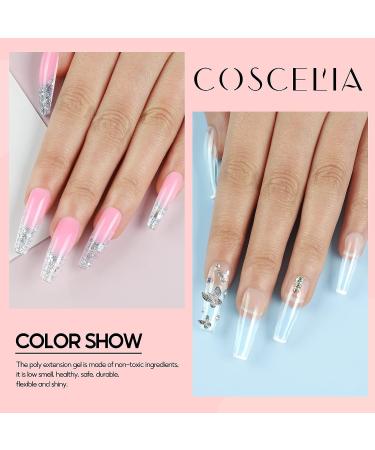 Poly Nail Gel Kit with Drill and UV Light - 4pcs Poly Extension Builder Set | Clear Pink Gel, Base & Top Coat, Slip Solution | Nail Art Manicure Tools, Salon Starter Kit for Women - Color B3 - Buy Online on GoSupps.com