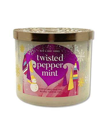 Bath & Body Works Twisted Peppermint Scented Candle 3-Wick Candle with Essential Oils - 14.5oz - 2022 Holiday Scents