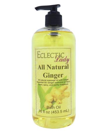 Ginger Bath Oil - Scented Body Oil - Relaxing & Moisturizing Bathing Oil - Fragrance Body Oil For Dry & Rough Sensitive Skin - 16 oz 16 Fl Oz (Pack of 1)