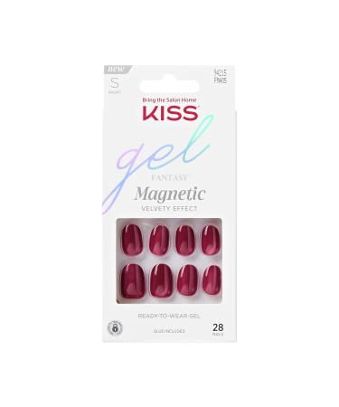 KISS Gel Fantasy Press-On Nails Nail glue included 'Set Us Free' Red Short Size Oval Shape Includes 28 Nails 2g glue 1 Manicure Stick 1 Mini File