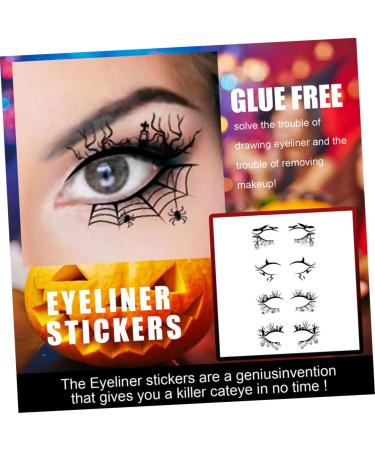 Beavorty Spider Stickers 20 pairs Costume Supply Goodie Liner Eye Classic Eyeliner Horror Trendy Funny Halloween Web Sticker 1 count (Pack of 1) Blackx5pcs - Buy Online on GoSupps.com