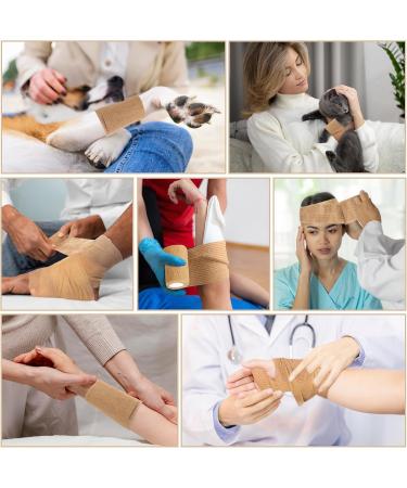 60 Pack Self-Adhesive Bandage Wrap - 3"x5 Yards Cohesive Vet Wrap for Sports & Pets - Elastic Breathable Tan - Buy Online on GoSupps.com